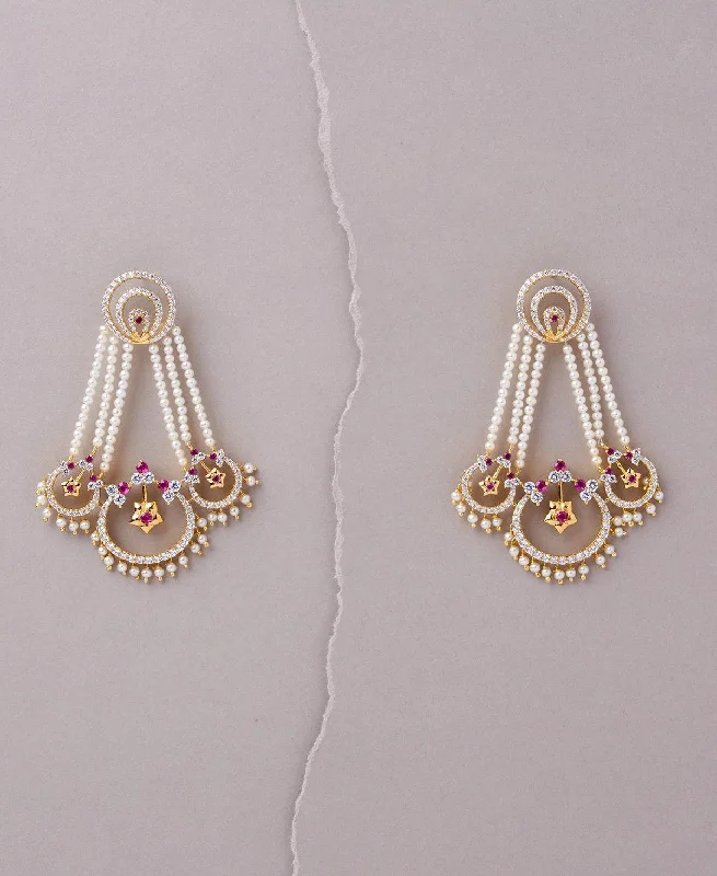 Trendy Stud Earrings for Young Women-Regal Pearl and Stone Jhumka