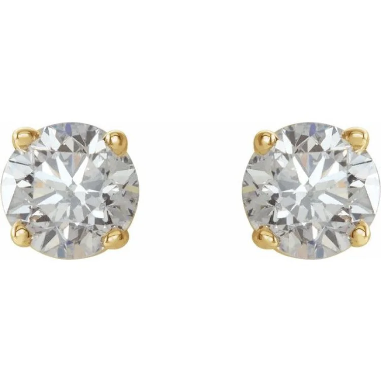 Large Crystal Earrings for Glamorous Look-14K Yellow 3/4 CTW Natural Diamond Stud Earrings