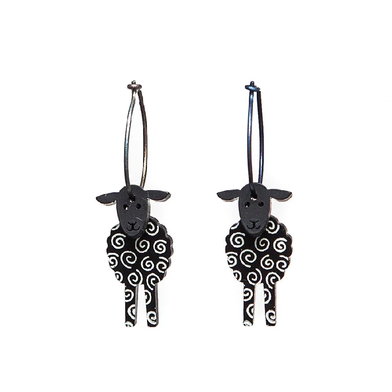 Bright Earrings for Daytime Looks-Lene Lundberg K-Form Black Sheep Earrings