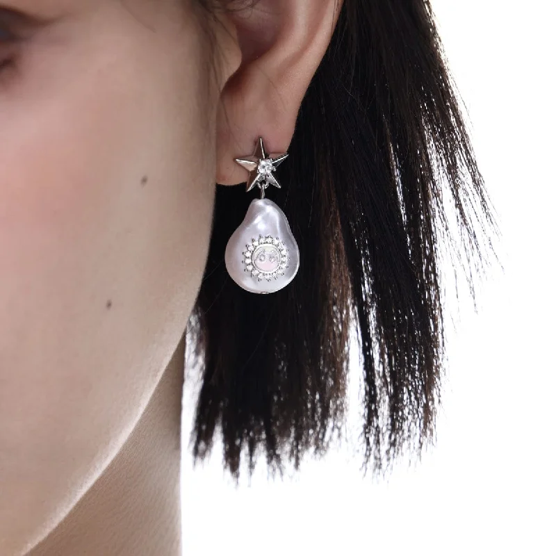 Diamond Drop Earrings-Women's Punk Star Pearl Earrings