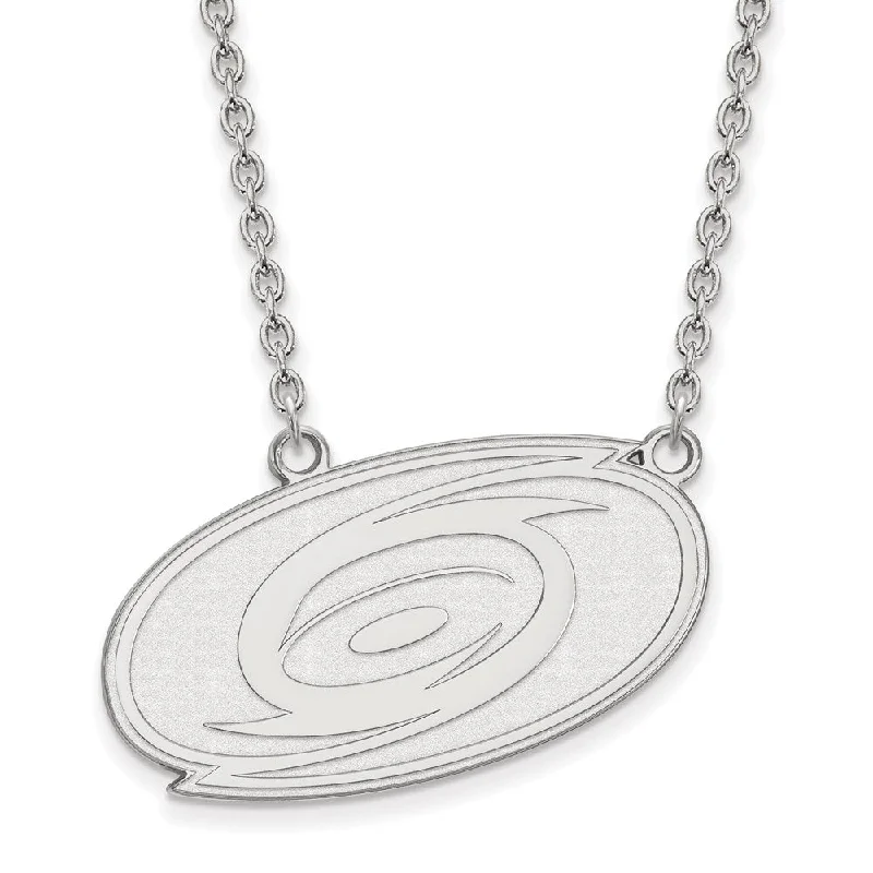 Long Pendant Necklace-14k White Gold NHL Carolina Hurricanes Large Necklace, 18 Inch