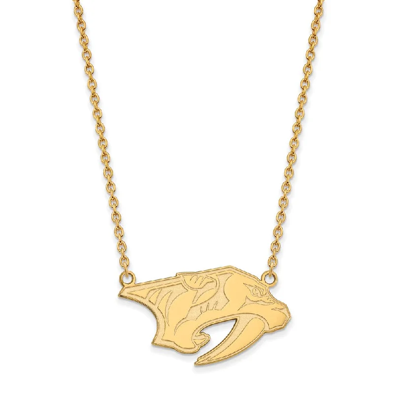 Charm Necklace for Casual Wear-10k Yellow Gold NHL Nashville Predators Large Necklace, 18 Inch