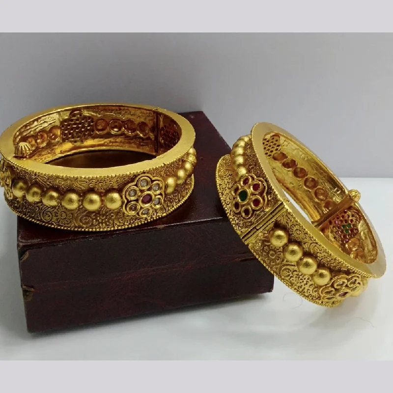 Custom Gemstone Bangles for Personalized Gifts-Niyansh Bangles Pota Stone Gold Plated Bangles Set - 11241014