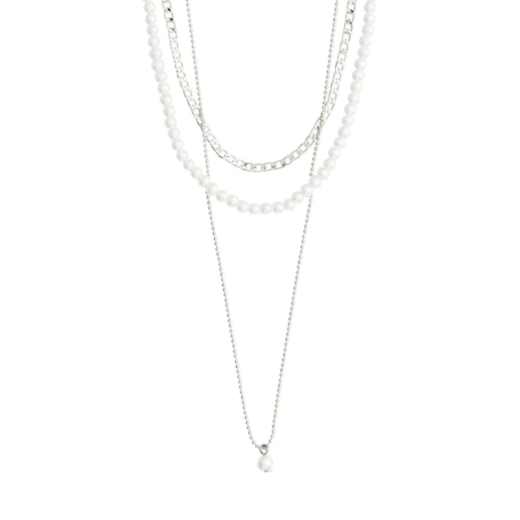 Simple Chain Necklace for Day-to-Day Look-Baker Silver Plated 3-in-1 Necklace Set