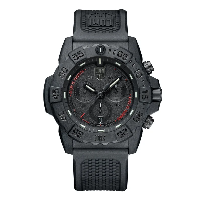 Modern Stainless Steel Watches for Men-Luminox Navy Seal Chronograph Series "Slow is Smooth, Smooth is Fast" 3581.SIS