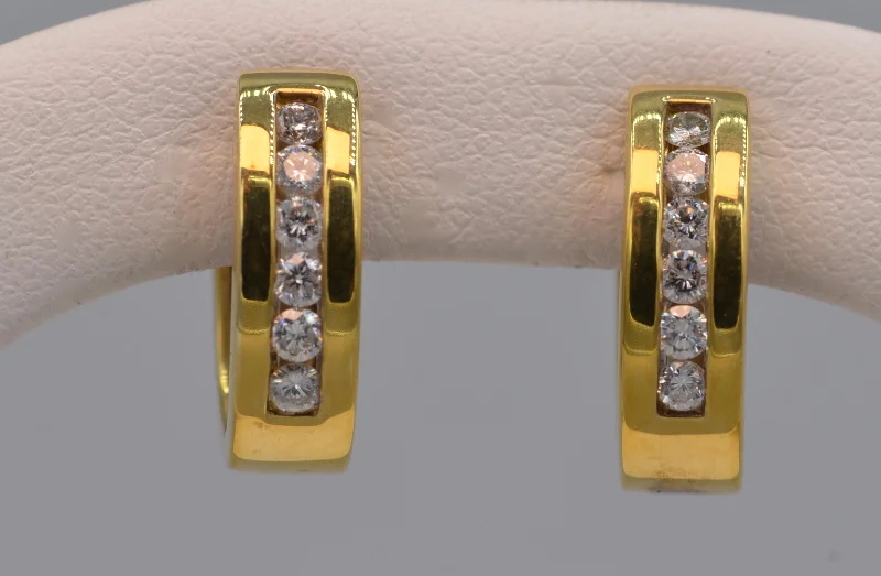 Elegant Diamond Earrings for Women-14K yellow gold hoop earrings with diamonds