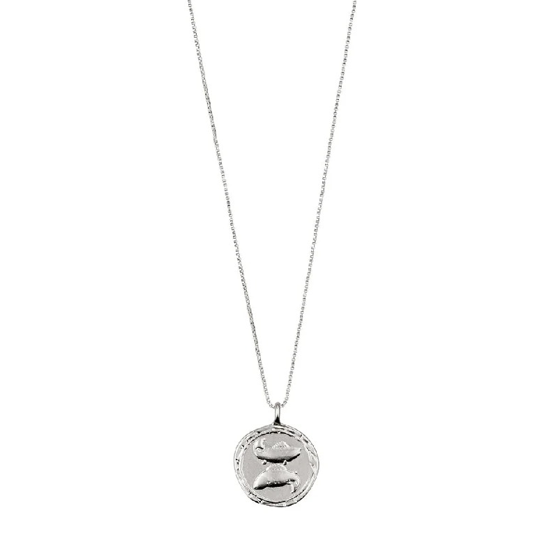 Layered Chain Necklace for Fashionistas-Pisces Silver Plated Necklace