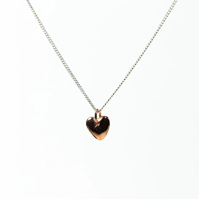 Bohemian Necklace for Hippie Style-Rose Gold Vermeil Heart Puff Necklace