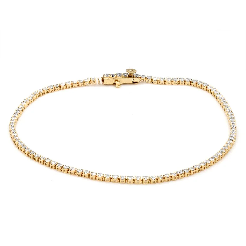 Custom Charm Bracelet for Special Occasion-YELLOW GOLD DIAMOND TENNIS BRACELET, 1 1/2 CT TW