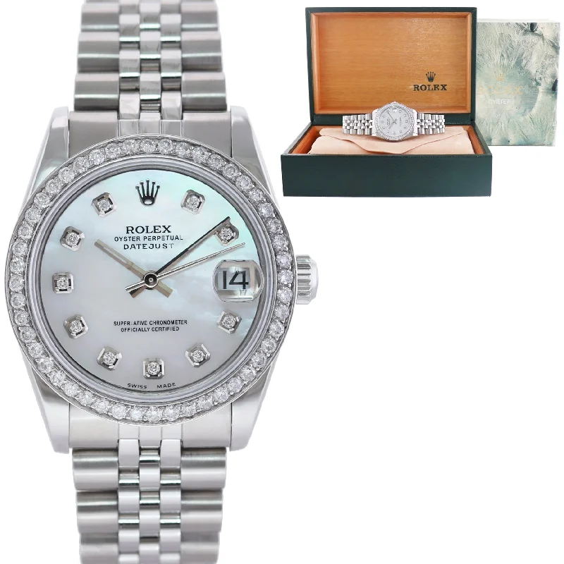 Modern Watches for Young Professionals-DIAMOND Pearl Ladies Rolex Midsize 31mm Datejust Jubilee Steel 78274 Watch