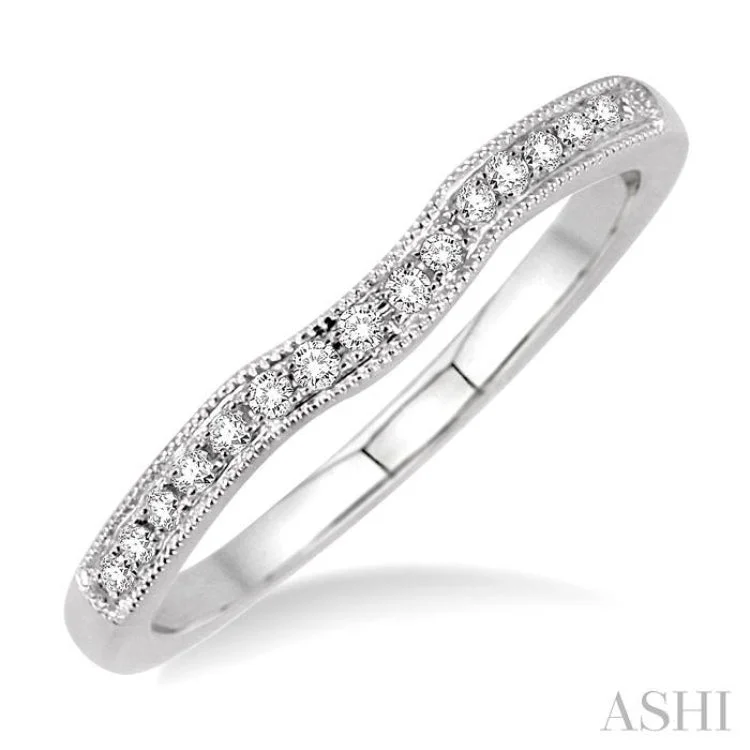 Multi-Stone Ring for Fashion Lovers-1/10 Ctw Round Cut Diamond Matching Wedding Band in 14K White Gold