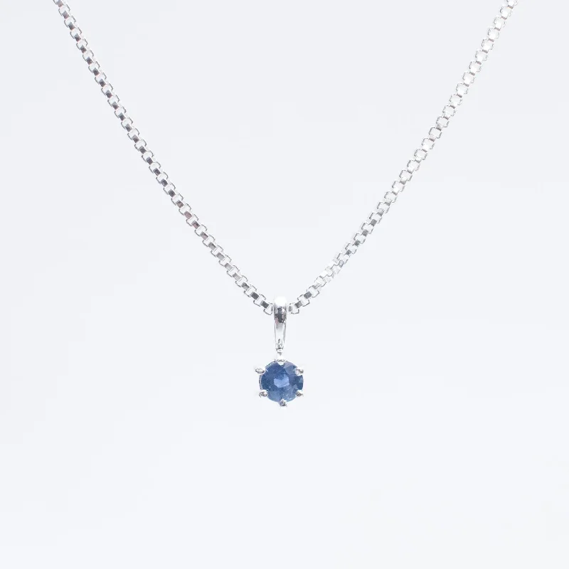 Handmade Necklace for Special Occasions-Silver Round Claw Set Blue Sapphire Necklace