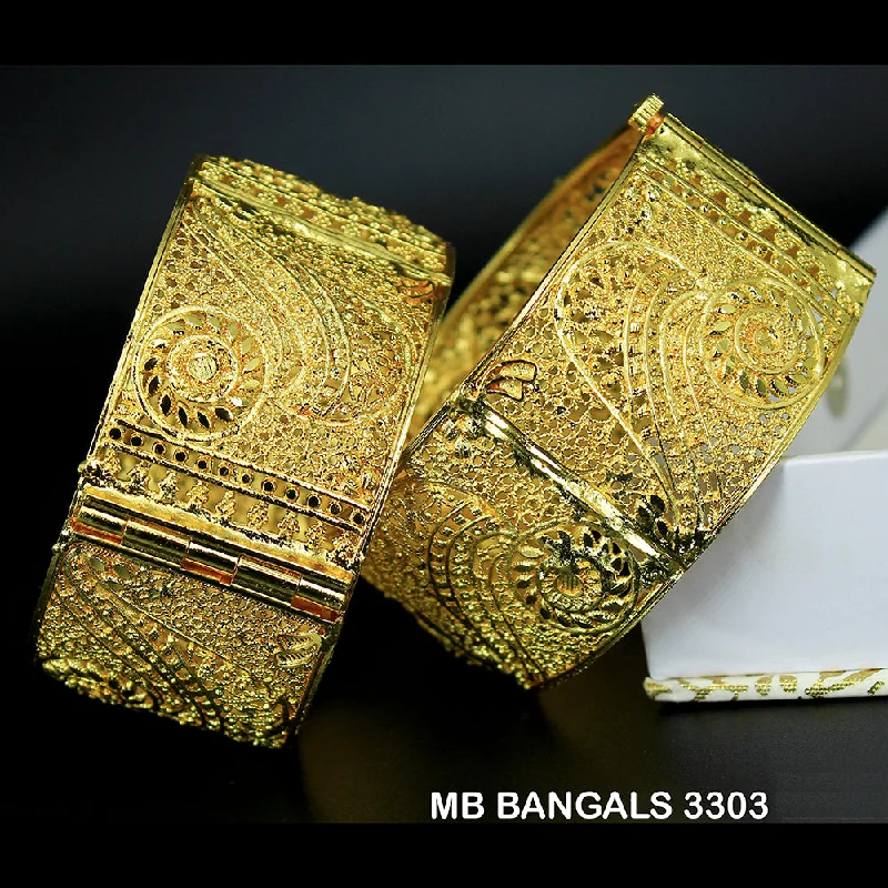 Classic Rose Gold Bangles for Weddings-Mahavir Forming Gold Plated Bangle Set - MB BANGALS 3303