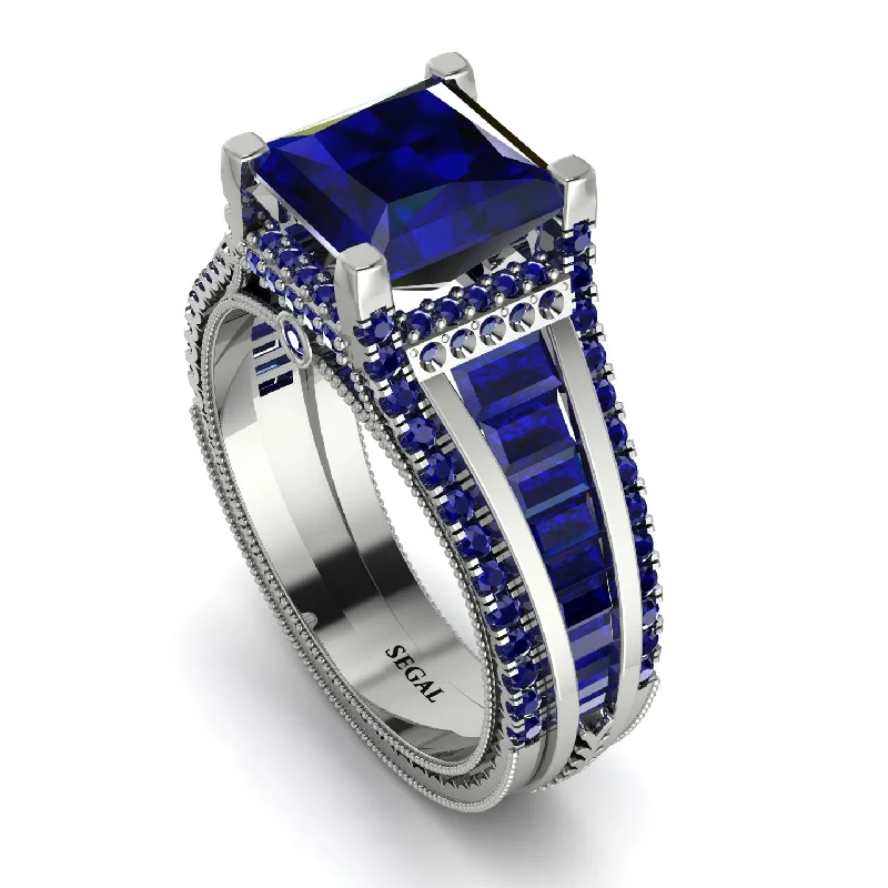 Vintage Style Ring for Women-Princess Geometric Sapphire Engagement Ring - Marilyn No. 75