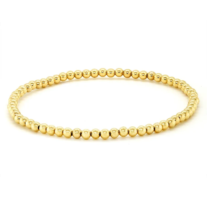 Stylish Bracelet with Gemstone Details-YELLOW GOLD 3MM BEADED BRACELET