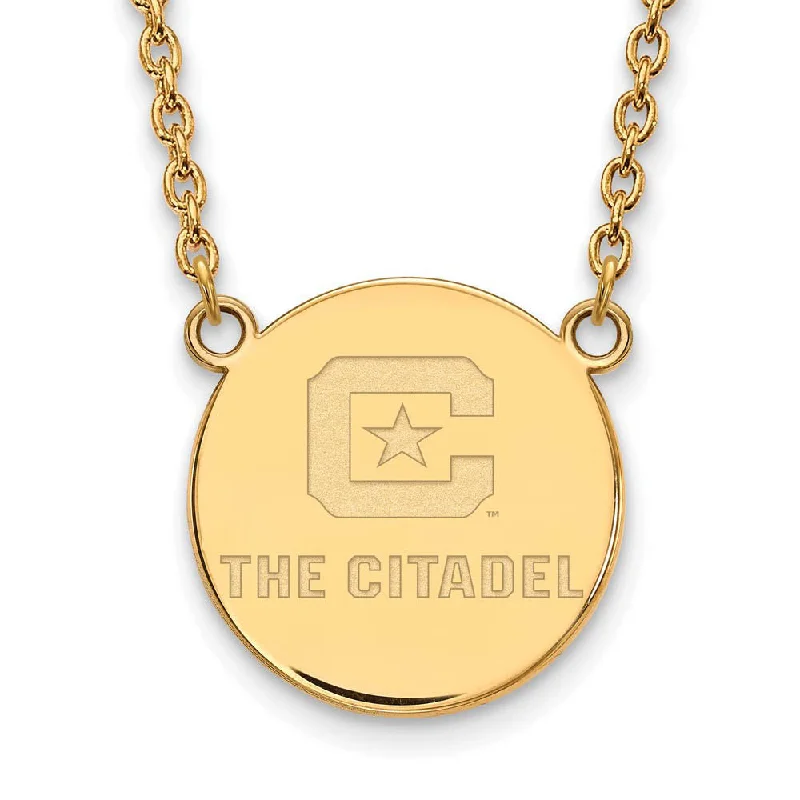 Stylish Gem Necklace for Women-14K Yellow Gold The Citadel Large Disc Necklace, 18 Inch