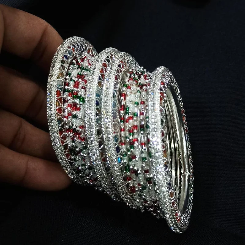 Large Gold Bangles for Bold Wedding Style-Manisha Jewellery Silver Plated Pearl  Bangles Set