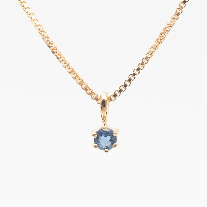 Long Chain Necklace for Stylish Look-Gold Vermeil Round Claw Set Blue Sapphire Necklace