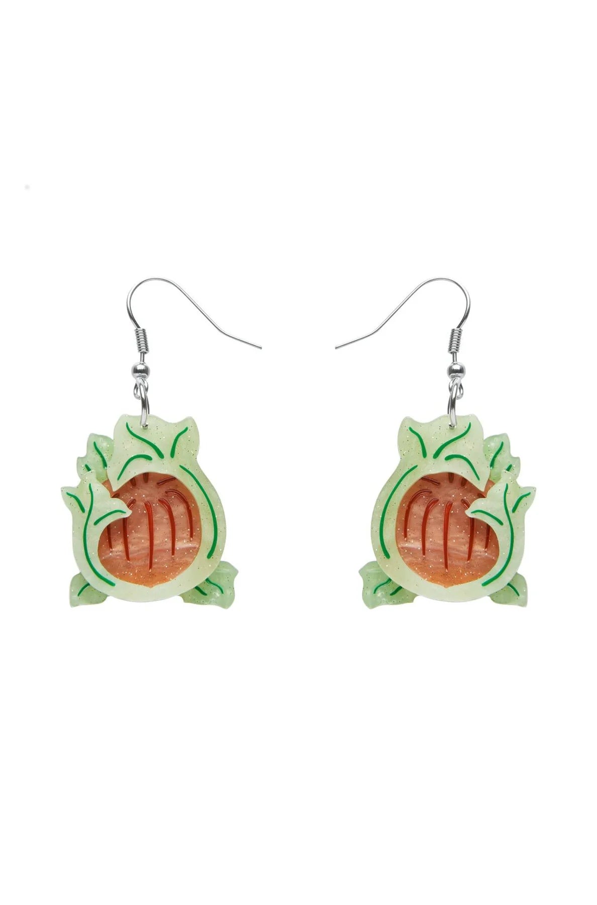 Simple Drop Earrings for Casual Outfits-Erstwilder - November Reign Chrysanthemum Earrings - Art Nouveau (2021)