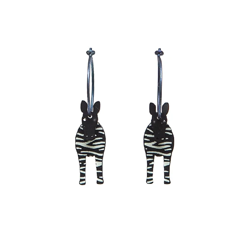 Custom Earrings for Personalized Style-Lene Lundberg K-Form Black/White Zebra Earrings