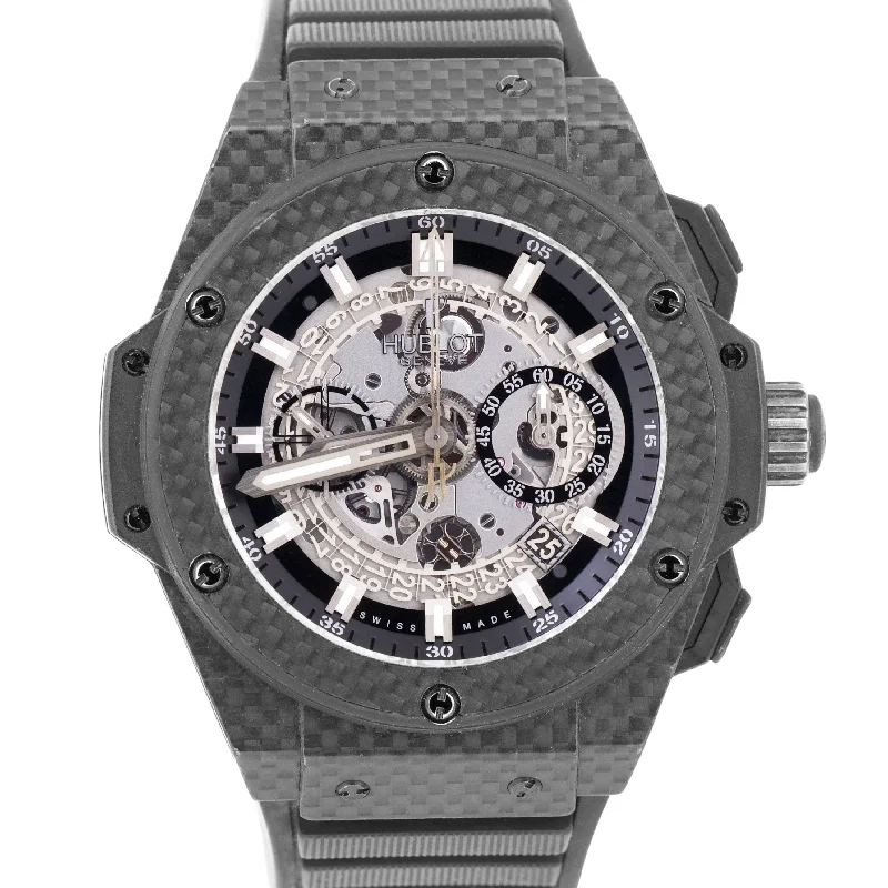 Men's Watches with Date Function-PAPERS Hublot Big Bang King Power Carbon SKELETON Black 48mm 101.QX.0140.RX