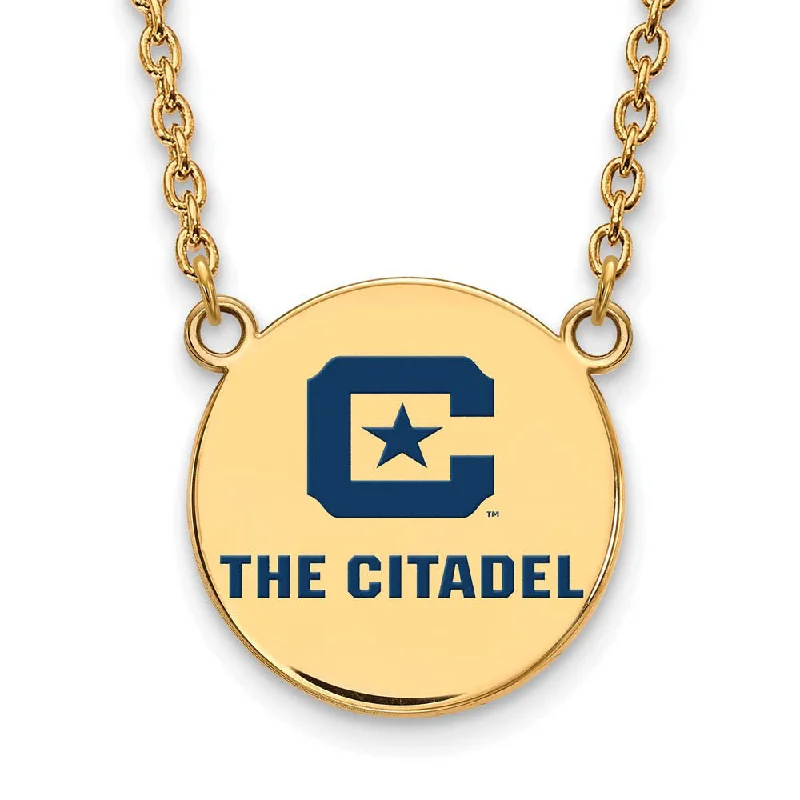 Customizable Charm Necklace-14K Gold Plated Sterling Silver The Citadel LG Enamel Necklace, 18 In