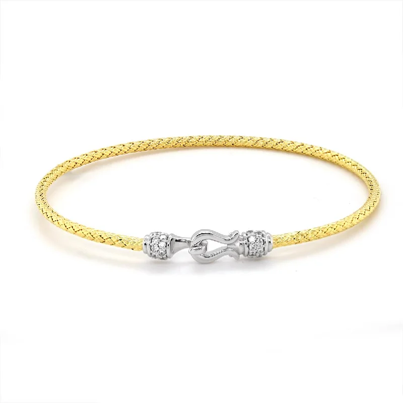 Beautiful Bead Bracelet for Casual Wear-GOLD PLATED STERLING SILVER BANGE BRACELET WITH CLASP