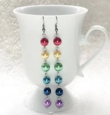 Classic Diamond Earrings-Rainbow Pearl Earrings