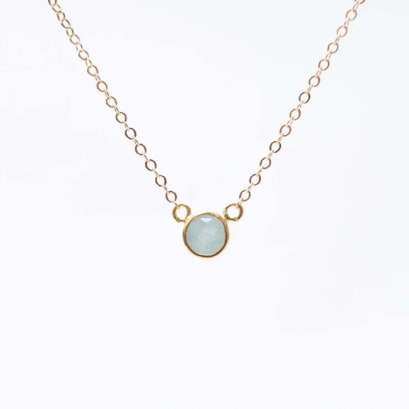 Trendy Necklace for Young Adults-Gold Aquamarine Comini Circle Stone Necklace