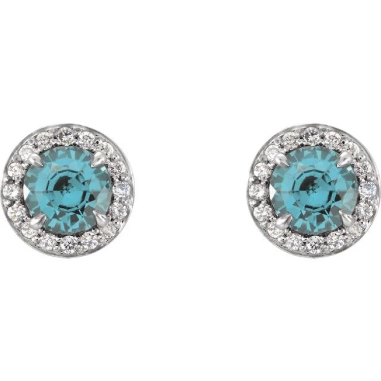 Simple Diamond Earrings-14K White 4 mm Natural Aquamarine & 1/10 CTW Natural Diamond Earrings