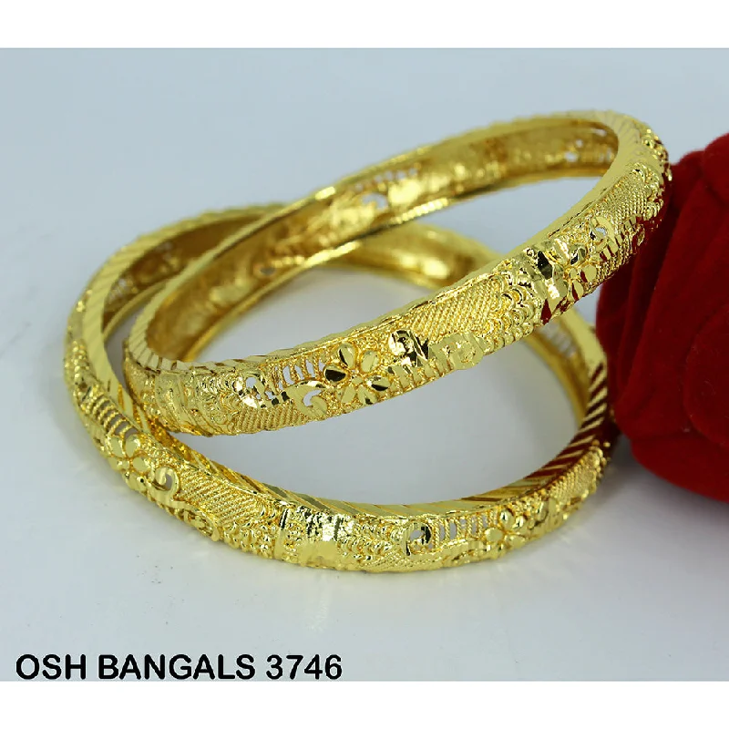 Dazzling Gold Bangles with Gemstones-Mahavir Forming Gold Plated Bangle Set - OSH BANGALS 3746