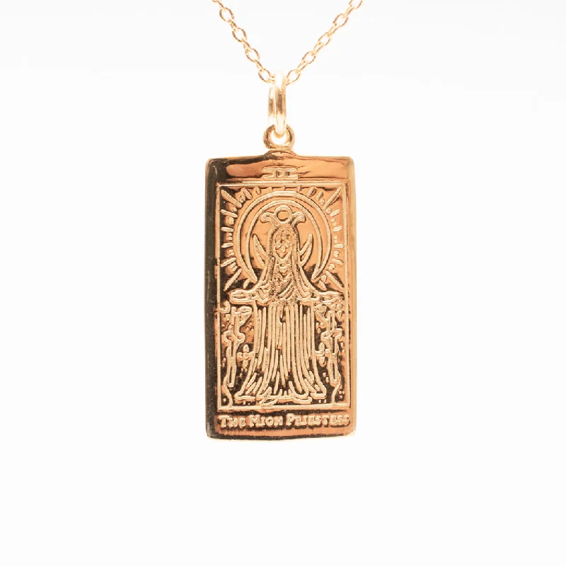 Gemstone Pendant Necklace for Women-The High Priestess Tarot Card Necklace