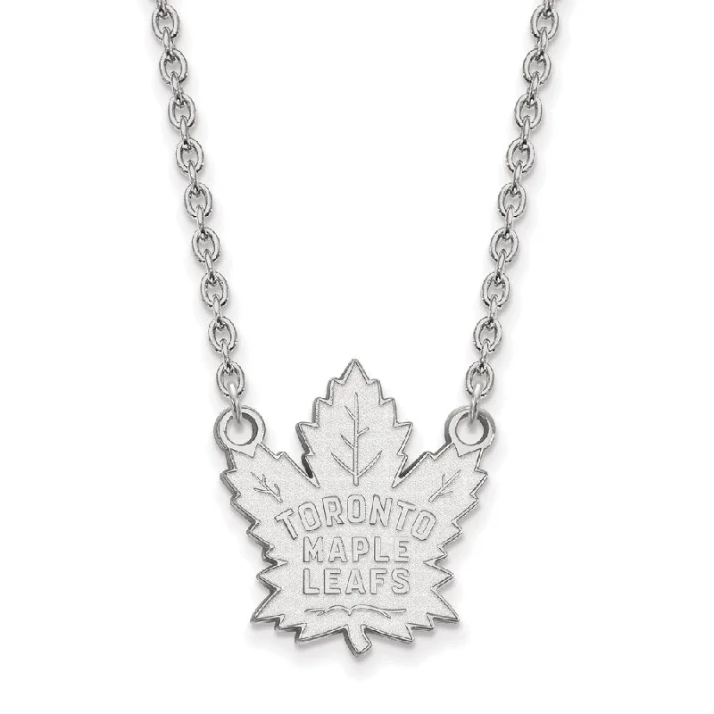 Classic Gemstone Necklace for Weddings-10k White Gold NHL Toronto Maple Leafs Large Necklace, 18 Inch