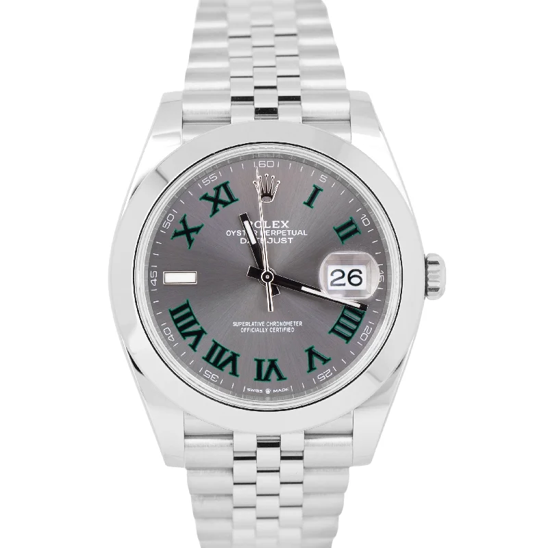 Classic Watches for Men with Simple Designs-NEW JAN 2024 PAPERS Rolex DateJust 41 WIMBLEDON Stainless JUBILEE 126300 BOX