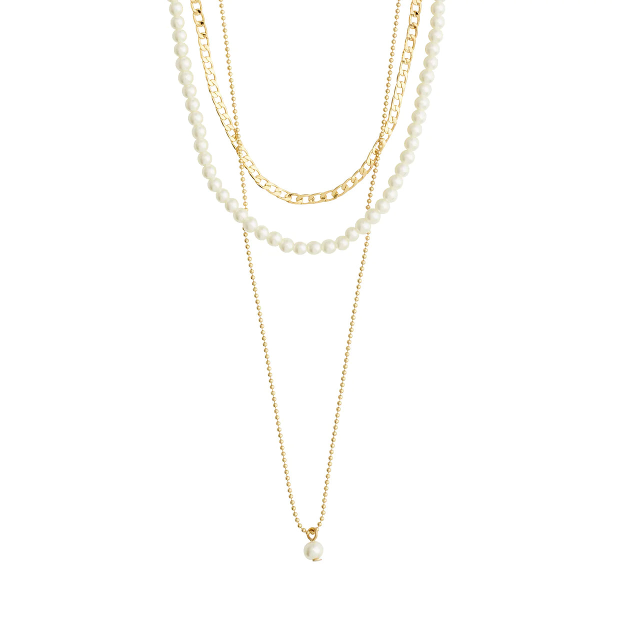 Layered Necklace with Multiple Charms-Baker Gold Plated 3-in-1 Necklace Set