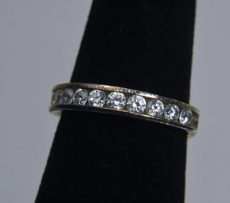 Personalized Ring with Custom Engraving-Sterling Silver Cubic Zirconia Channel Set Ring - Size 6