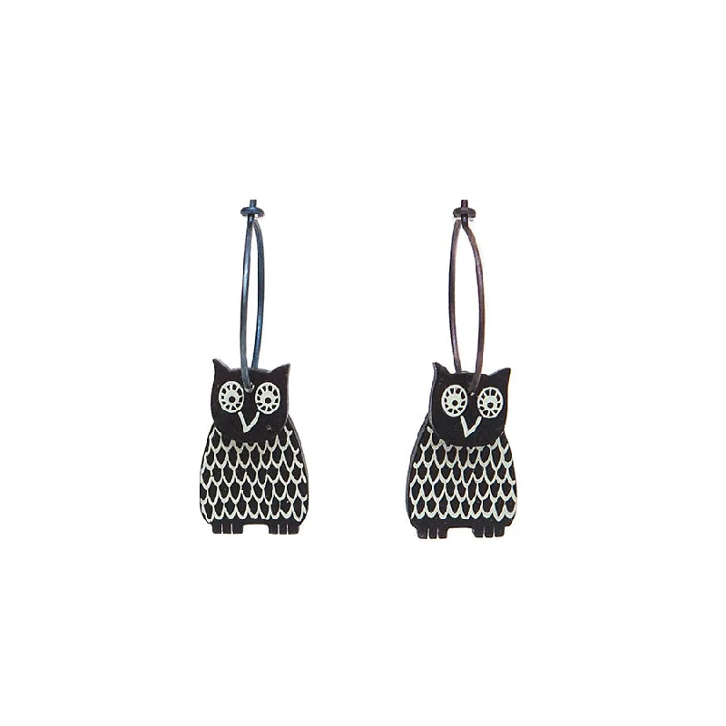 Minimalist Earrings for Every Day-Lene Lundberg K-Form Black and White Owl Earrings