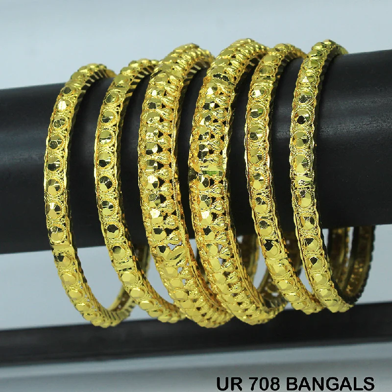 Silver Bangle Set for Bridesmaids-Mahavir Forming Gold Plated Bangle Set - UR BANGALS 708