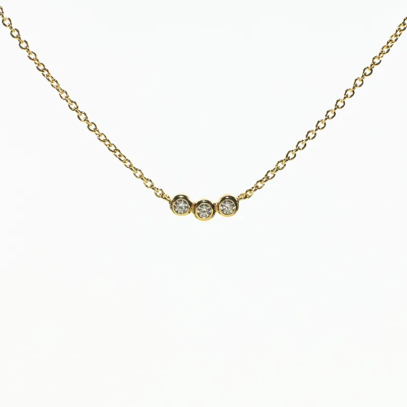 Choker Necklace for Women-Gold Vermeil Tri Crystal Necklace