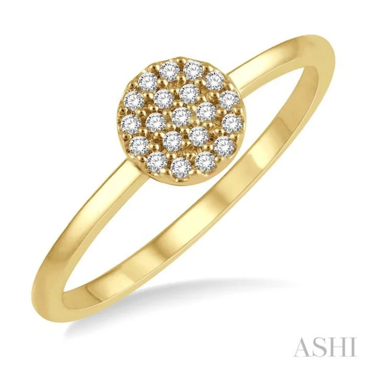 Customizable Silver Ring for Men-1/10 Ctw Disc Shape Center Round Cut Diamond Petite Fashion Ring in 10K Yellow Gold