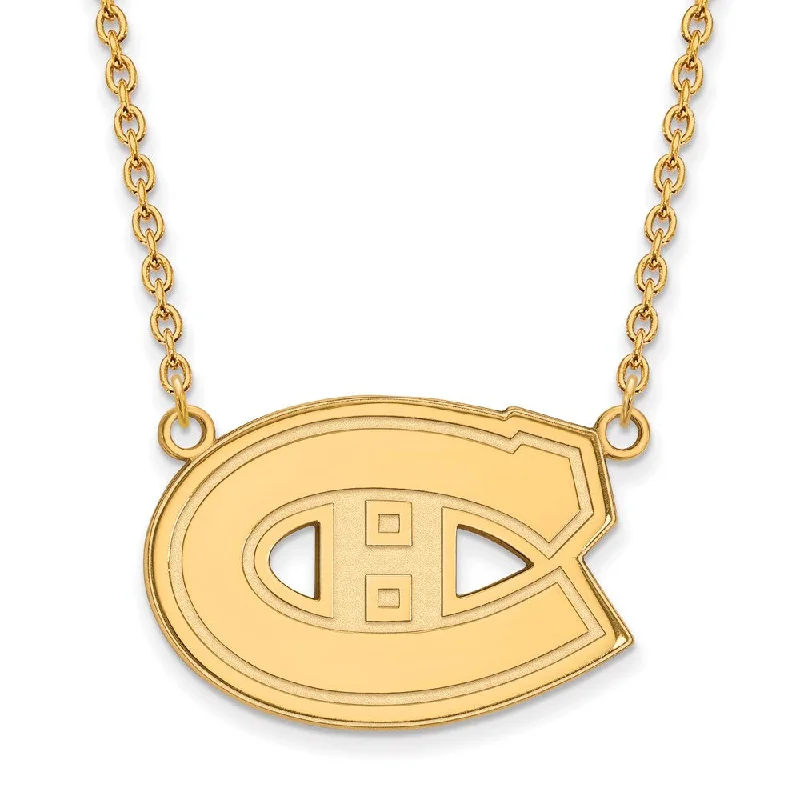 Choker Necklace for Women-14k Yellow Gold NHL Montreal Canadiens Large Necklace, 18 Inch