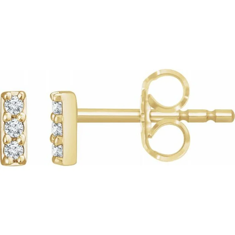 Dazzling Earrings for Night Parties-14K Yellow .05 CTW Natural Diamond Bar Earrings