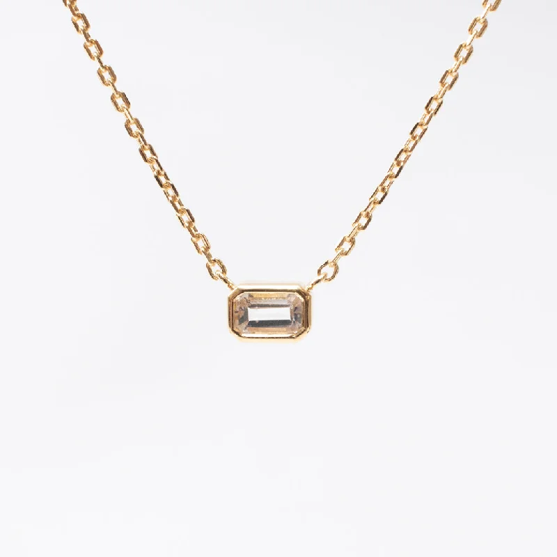 Diamond Pendant Necklace-Gold Vermeil & White Topaz Octagon Shaped Necklace