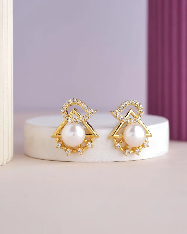 Ethnic Earrings for Traditional Wear-Pretty Stud Pearl Earring