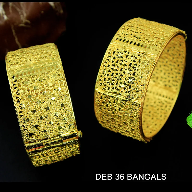 Luxury Gold Bangles for Special Occasions-Mahavir Forming Gold Plated Bangle Set - DEB 36 BANGALS