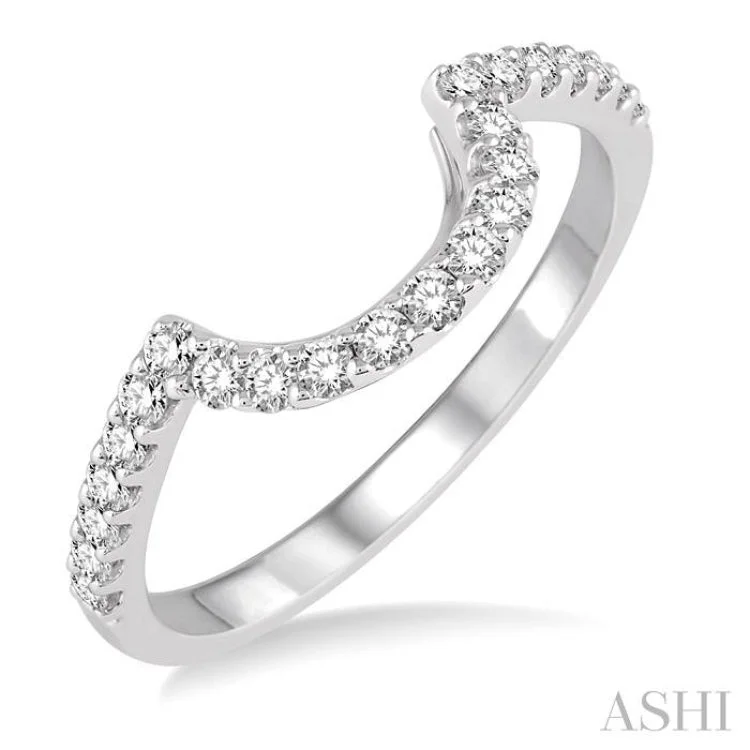 Luxury Ring with Gold and Diamonds-1/3 Ctw Round Cut Diamond Wedding Band in 14K White Gold