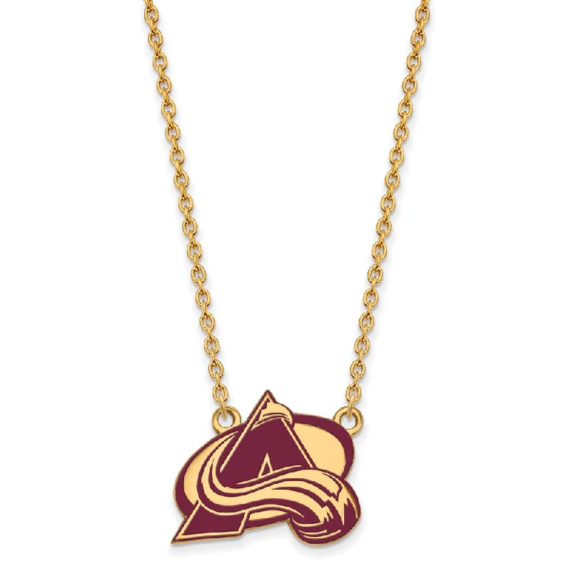 Chic Gold Necklace for Fashionistas-SS 14k Yellow Gold Plated NHL Avalanche LG Enamel Necklace, 18 Inch