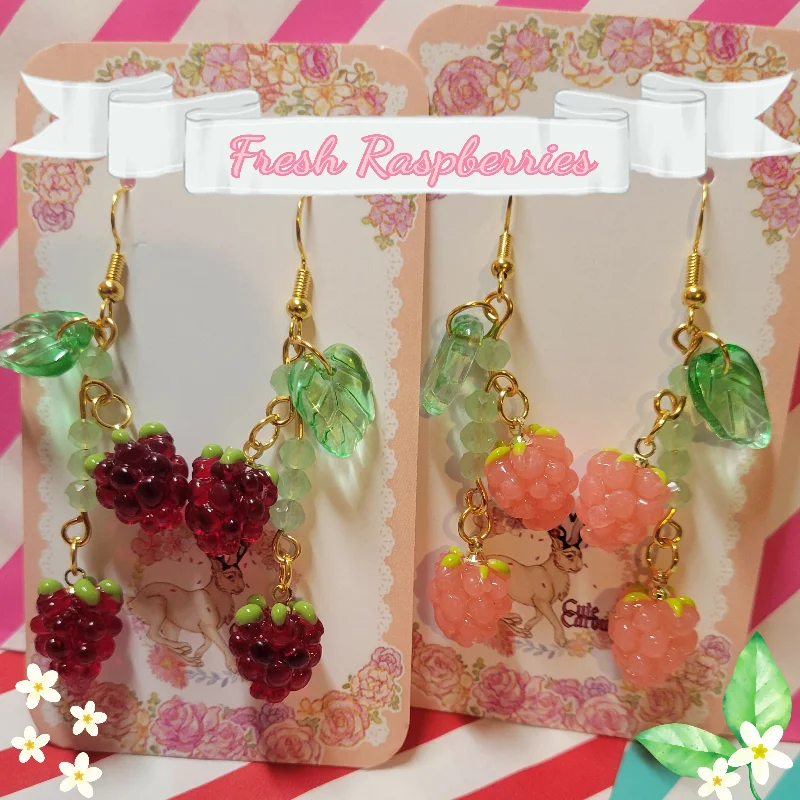 Custom Hoop Earrings for Women-Fresh Raspberry Earrings