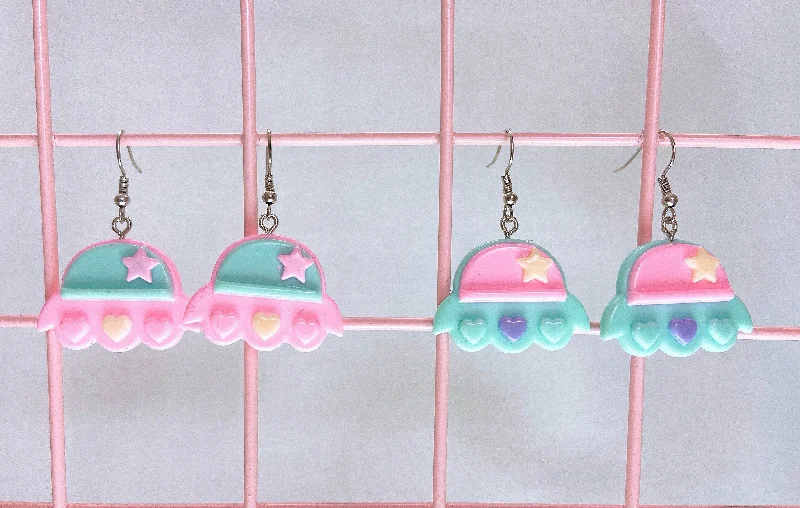 Cute Earrings for Everyday Wear-Pastel Spaceship Earrings (2 Colors)