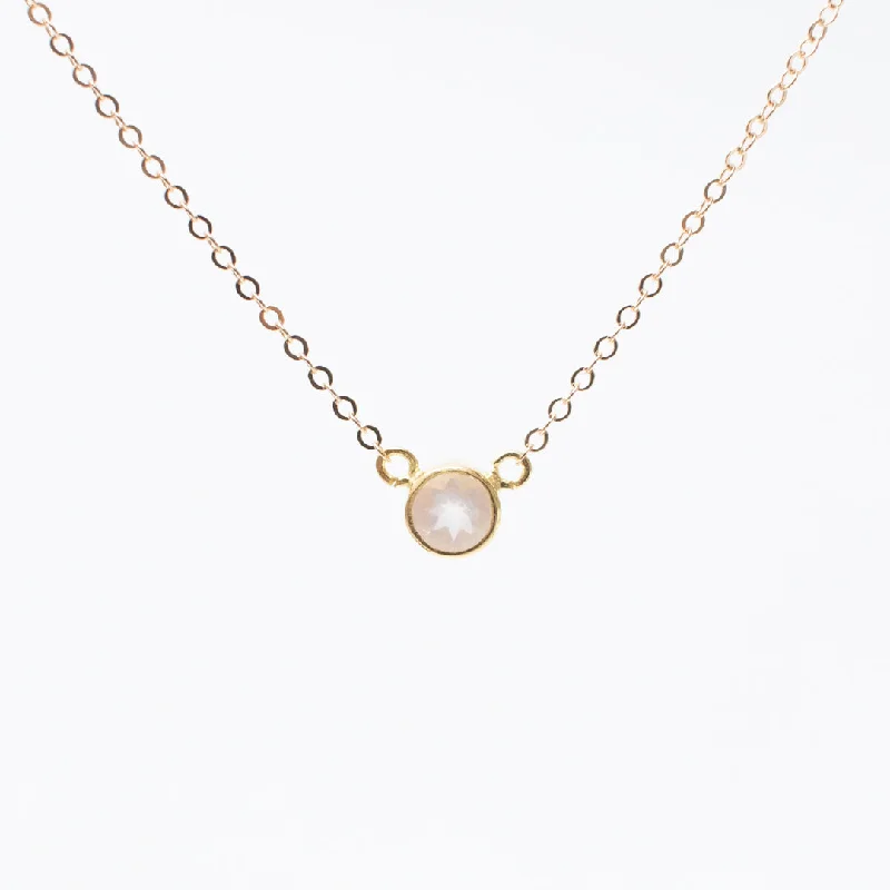 Simple Gold Necklace for Daily Wear-Gold Rose Quartz Comini Circle Stone Necklace